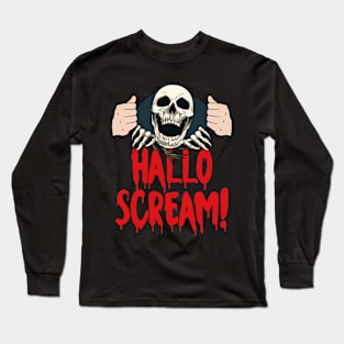 Scary Halloween Skeleton Skull Head Horror Trick Or Treat Long Sleeve T-Shirt